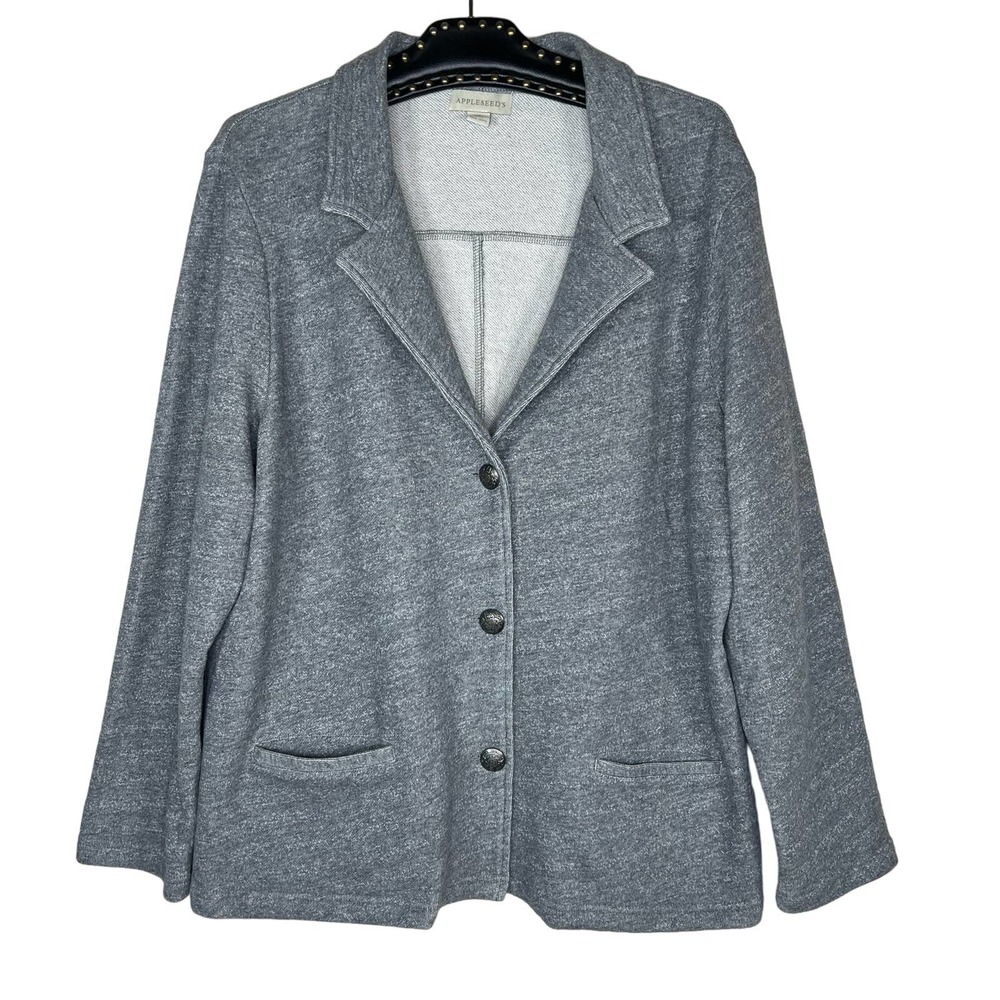 Appleseed's Gray Button Down Long Sleeve Cardigan Blazer Size XL NWOT